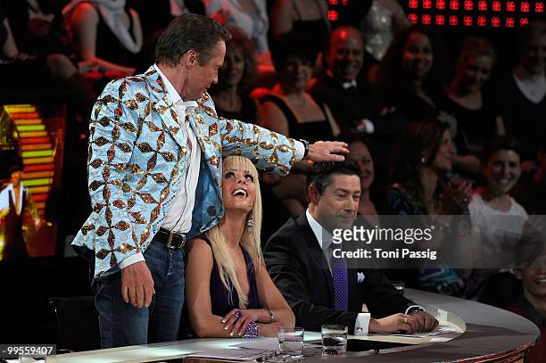 Peter Kraus and Isabel Edvardsson and Joachim Llambi during the 'Let's Dance' TV show at Studios Adlershof on May 14, 2010 in Berlin, Germany.