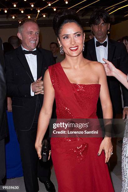 Salma Hayek and Francois-Henri Pinault attend the 'Il Gattopardo' premiere held at the Palais des Festivals of Cannes on May 14, 2010 in Cannes,...