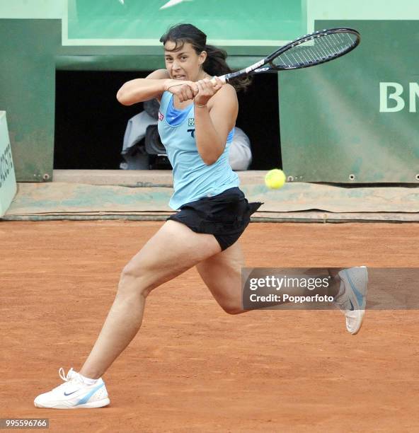 Marion Bartoli of France in action during day 10 of the French Open at Roland Garros Stadium in Paris on May 31, 2011.