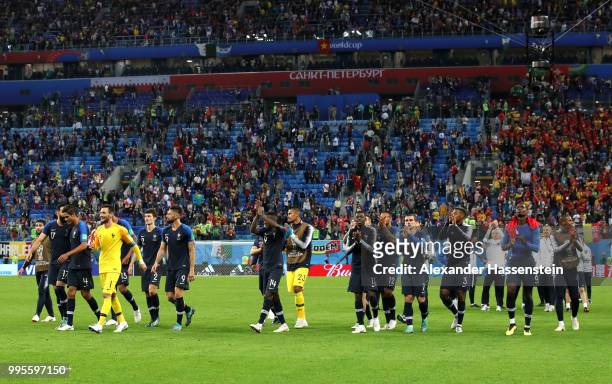 France players acknowledge the fans following the 2018 FIFA World Cup Russia Semi Final match between Belgium and France at Saint Petersburg Stadium...