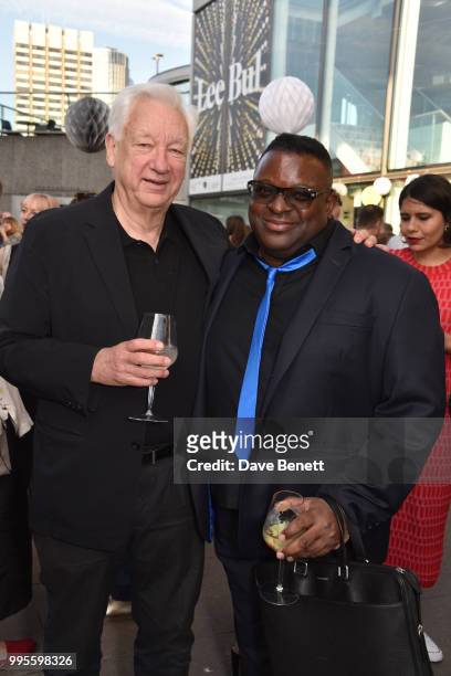 Michael Craig-Martin and Isaac Julien attend the Hayward Gallery's 50th anniversary party at The Hayward Gallery, Southbank Centre, on July 10, 2018...