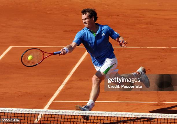 Andy Murray of Great Britain in action during day 11 of the French Open at Roland Garros Stadium in Paris on June 1, 2011.