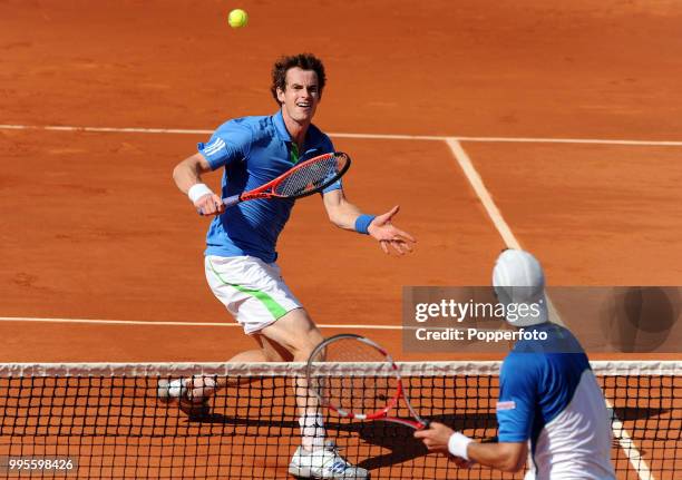 Andy Murray of Great Britain in action during day 11 of the French Open at Roland Garros Stadium in Paris on June 1, 2011.