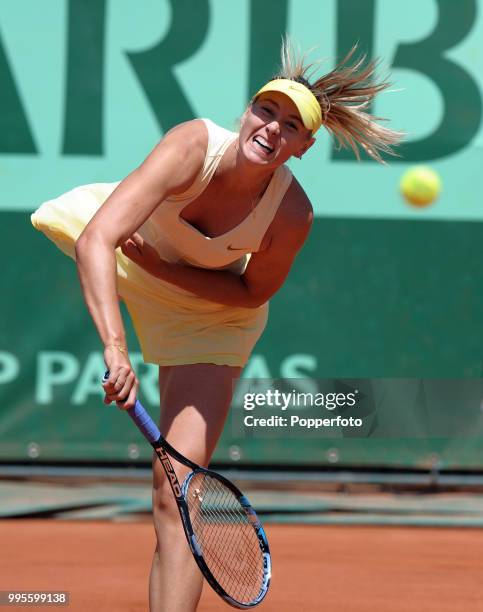 Maria Sharapova of Russia in action during day 12 of the French Open at Roland Garros Stadium in Paris on June 2, 2011.