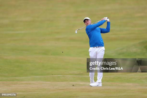 Oliver Fisher of England in action during the The Open Qualifying Series - Dubai Duty Free Irish Open at Ballyliffin Golf Club on July 8, 2018 in...