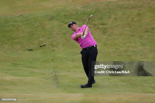 Sam Horsfield of England in action during the The Open Qualifying Series - Dubai Duty Free Irish Open at Ballyliffin Golf Club on July 8, 2018 in...