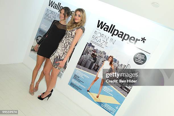 Models Alessandra Ambrosia and Ana Beatriz Barros attend the launch party for the June issue of Wallpaper* ''Born in Brazil'' with IGUATEMI on May...