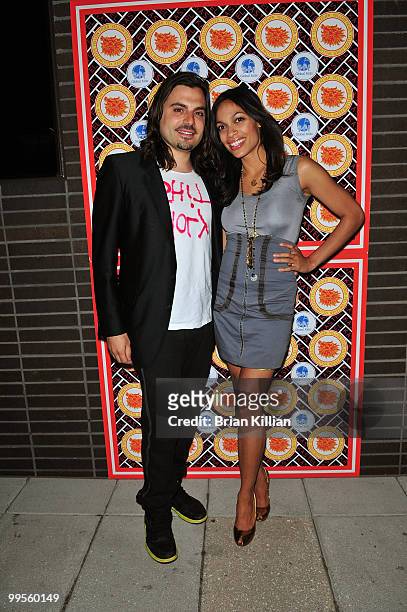 Jamison Ernest and Rosario Dawson attend Rosario Dawson's birthday party at Trump SoHo on May 6, 2010 in New York City.