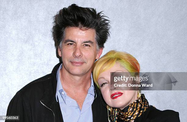 David Thornton and Cyndi Lauper attend the premiere of ''Here & There'' at Quad Cinema on May 14, 2010 in New York City.