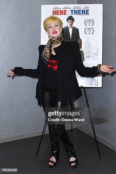 Cyndi Lauper attends the premiere of ''Here & There'' at Quad Cinema on May 14, 2010 in New York City.