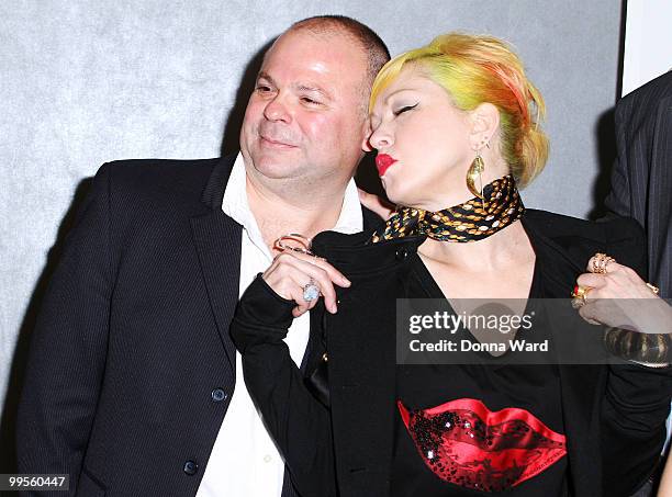 Frank Calo and Cyndi Lauper attend the premiere of ''Here & There'' at Quad Cinema on May 14, 2010 in New York City.