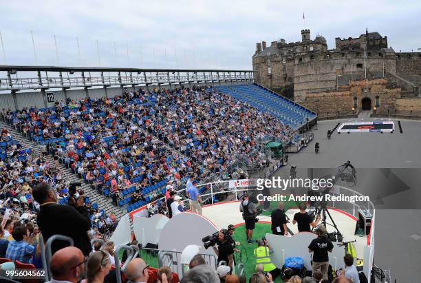 Matt Kuchar of the USA hits a shot on his way to victory in The Hero Challenge at the 2018 ASI Scottish Open at Edinburgh Castle on July 10, 2018 in...