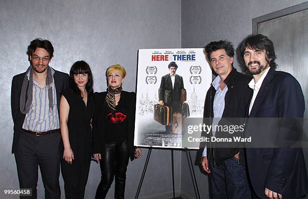 George Lekovic, Jelena Mrdja, Cyndi Lauper, David Thornton and Darko Lungulov attend the premiere of ''Here & There'' at Quad Cinema on May 14, 2010...