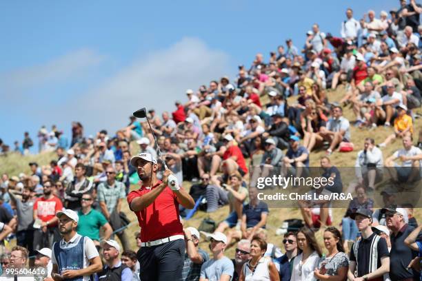 Matthieu Pavon of France in action during the The Open Qualifying Series - Dubai Duty Free Irish Open at Ballyliffin Golf Club on July 8, 2018 in...