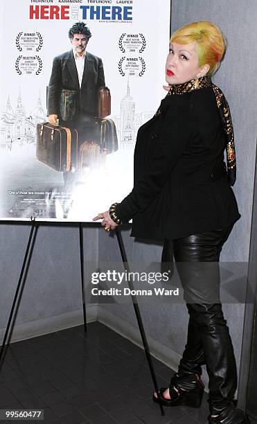 Cyndi Lauper attends the premiere of ''Here & There'' at Quad Cinema on May 14, 2010 in New York City.