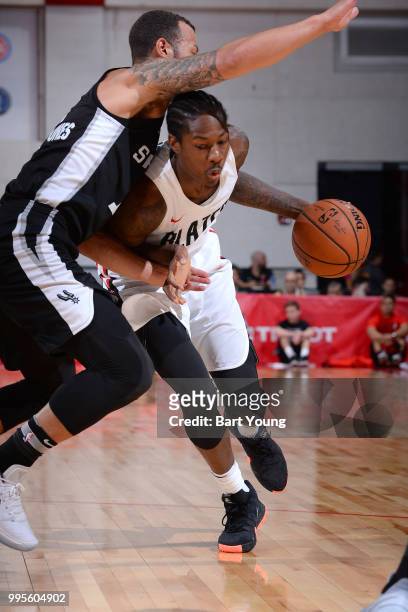 Archie Goodwin of the Portland Trail Blazers handles the ball against the San Antonio Spurs during the 2018 Las Vegas Summer League on July 10, 2018...