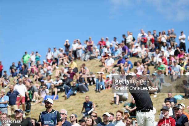 Joakim Lagergren of Sweden in action during the The Open Qualifying Series - Dubai Duty Free Irish Open at Ballyliffin Golf Club on July 8, 2018 in...