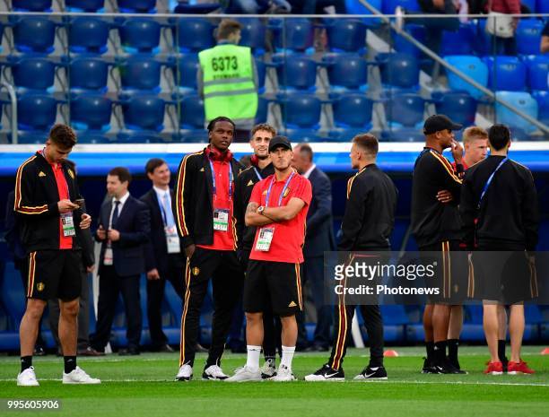 Dedryck Boyata defender of Belgium, Adnan Januzaj midfielder of Belgium, Eden Hazard midfielder of Belgium during the FIFA 2018 World Cup Russia...