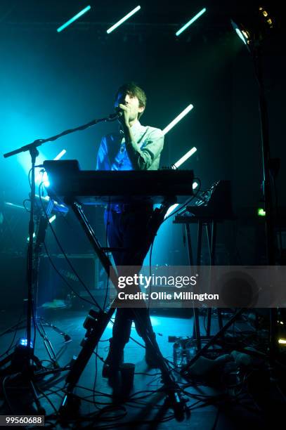 Rick Boardman of Delphic performs on The NME stage at The Corn Exchange during day two of The Great Escape Festival on May 14, 2010 in Brighton,...