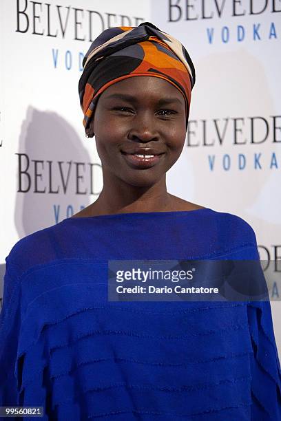 Model Alek Wek attends the Belvedere Pink Grapefruit "In The Pink" launch party at The Belvedere Pink Grapefruit Pop-Up on May 14, 2010 in New York...