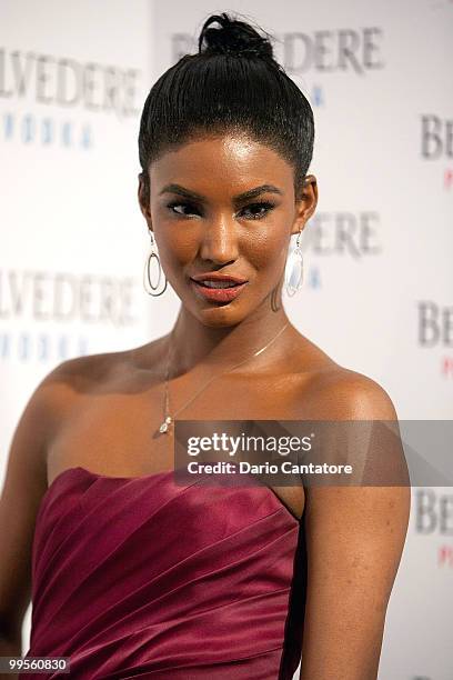 Model Sessilee Lopez attends the Belvedere Pink Grapefruit "In The Pink" launch party at The Belvedere Pink Grapefruit Pop-Up on May 14, 2010 in New...