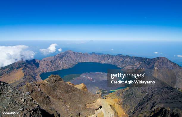 view from mt. rinjani peak - aqib widayatno stock pictures, royalty-free photos & images