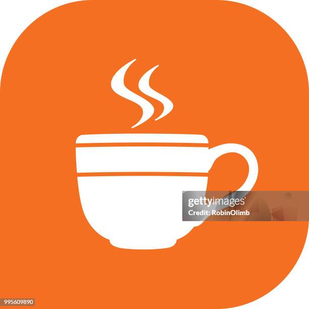 orange retro coffee cup icon - robinolimb stock illustrations