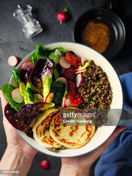 healthy vegetarian bowl - haoliang stock pictures, royalty-free photos & images