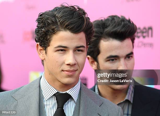 Nick Jonas and Kevin Jonas of The Jonas Brothers attend the 12th annual Young Hollywood Awards at The Wilshire Ebell Theatre on May 13, 2010 in Los...