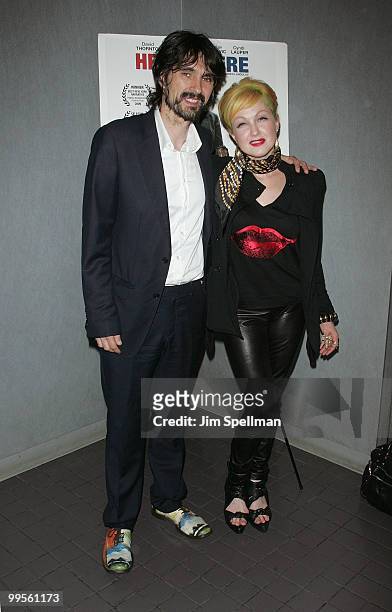 Director Darko Lungulov and Singer Cyndi Lauper attend the premiere of "Here & There" at Quad Cinema on May 14, 2010 in New York City.