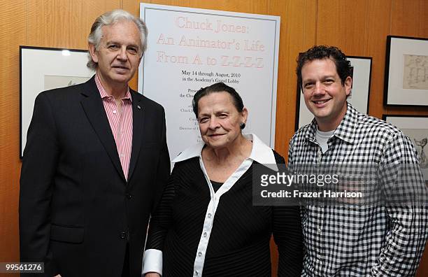 Composer Bruce Broughton, Alice Davis, wife of the late Marc Davis, and composer Michael Giacchino pose at the AMPAS' 15th Annual Marc Davis...