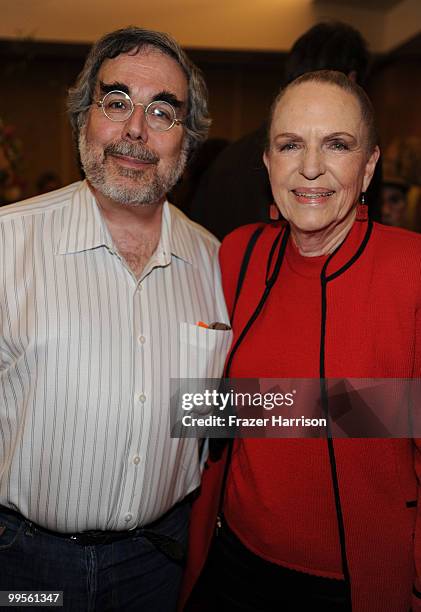 Animation critic and Historian Charles Solomon and Linda Jones Clough, daughter of the animator Chuck Jones poses at the AMPAS' 15th Annual Marc...