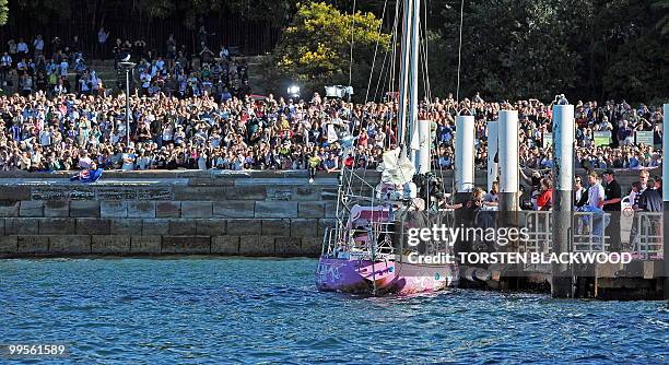 Australian round-the-world sailor, Jessica Watson, steps ashore for the first time in seven months after her yacht 'Ella's Pink Lady' crossed the...