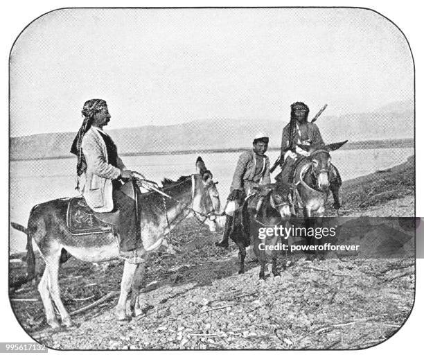 illustrazioni stock, clip art, cartoni animati e icone di tendenza di guide al mar morto in israele - impero ottomano - accessori di abbigliamento storico