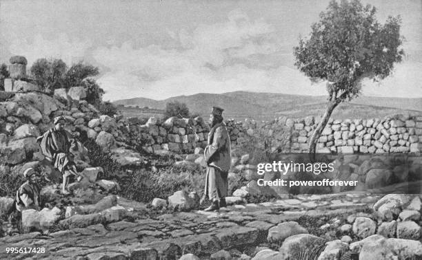 site of the annunciation to the shepherds in beit sahour, israel - ottoman empire - powerofforever stock illustrations