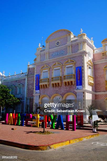 teatro heredia during the hay festival, cartagena, colombia - hay festival 2018 stock pictures, royalty-free photos & images