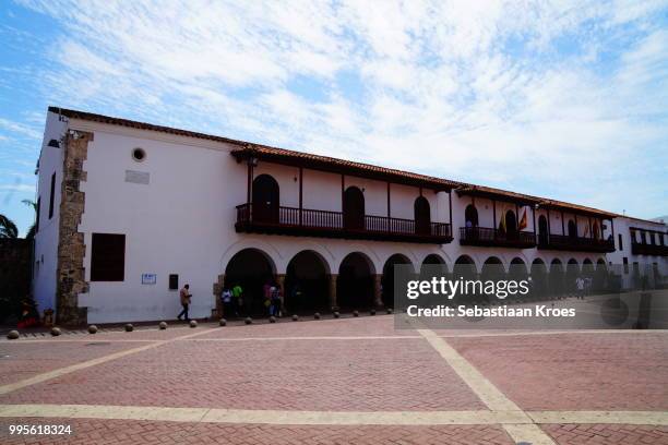 overview on the city hall of cartagena, palacio de la alcaldia de cartagena, colombia - alcaldia stock pictures, royalty-free photos & images