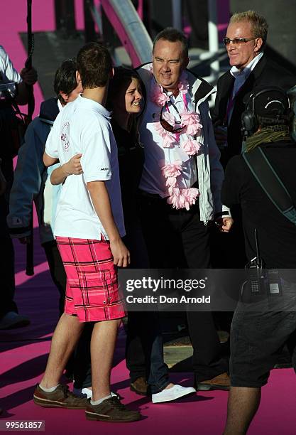 Teen sailor Jessica Watson arrives back home in Sydney and is greeted by brother Tom and father Roger following her world record attempt to become...