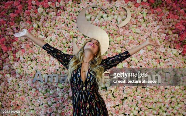 Host Sylvie Meis poses in a fashion studio in Hamburg, Germany, 27 September 2017. Meis and Amazon Fashion present a joint underwear collection. - NO...