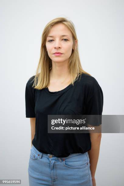 Artist Agnieszka Polska poses at the exhibition of the nominees for the prize of the national gallery 2017 at Hamburger Bahnhof museum in Berlin,...