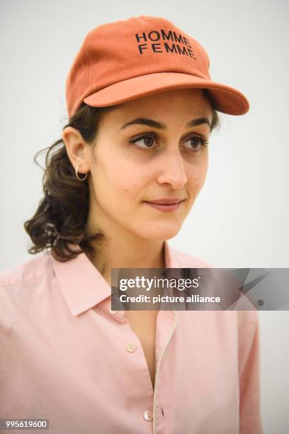 Artist Jumana Manna poses at the exhibition of the nominees for the prize of the national gallery 2017 at Hamburger Bahnhof museum in Berlin,...