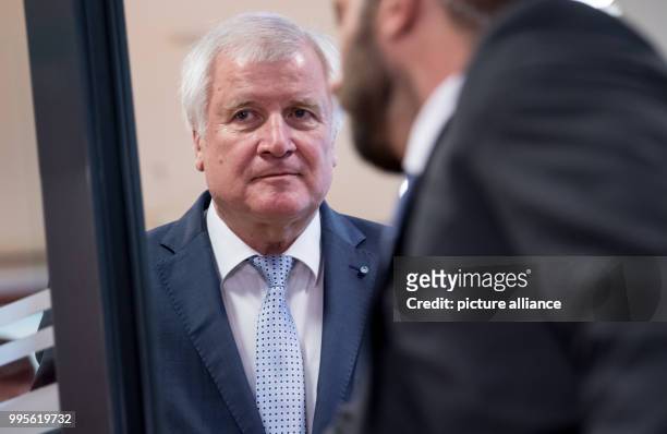 Bavarian Prime Minister Horst Seehofer , photographed after a CSU parliamentary group meeting at the Bavarian state parliament in Munich, Germany, 27...