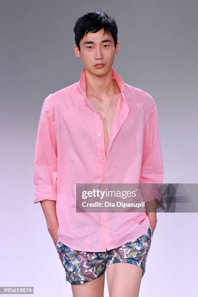 Model walks the runway for Parke & Ronen Spring/Summer 2019 at Industria Studios on July 10, 2018 in New York City.