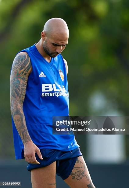 Simone Zaza of Valencia CF during training session at Paterna Training Centre on July 10, 2018 in Valencia, Spain.