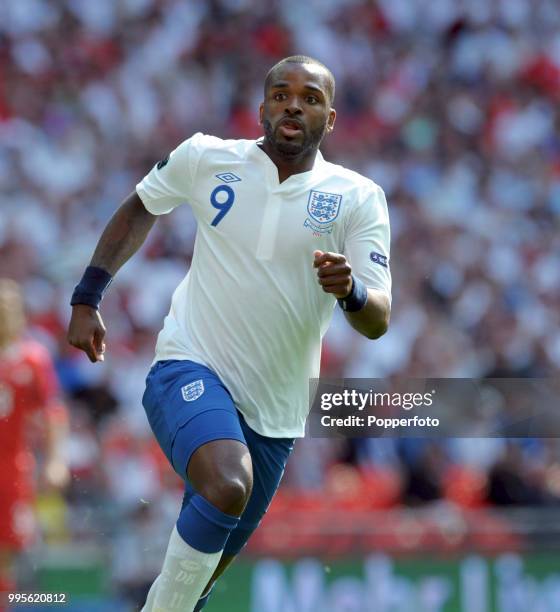 Darren Bent of England in action during the UEFA EURO 2012 group G qualifying match between England and Switzerland at Wembley Stadium in London on...