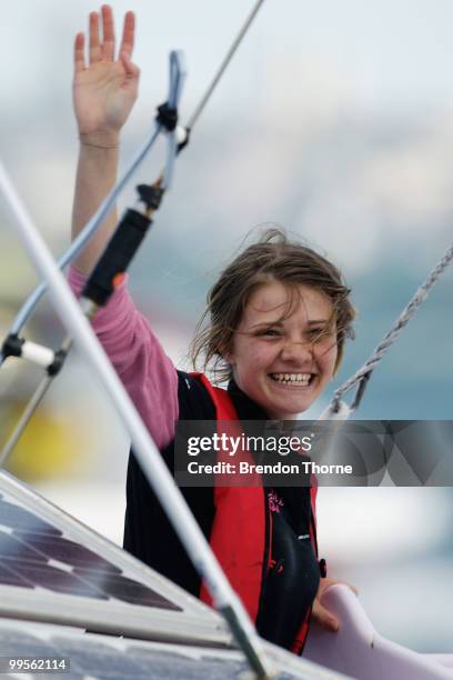 Teen sailor Jessica Watson arrives back home in Sydney following her world record attempt to become the youngest person to sail solo, non-stop and...