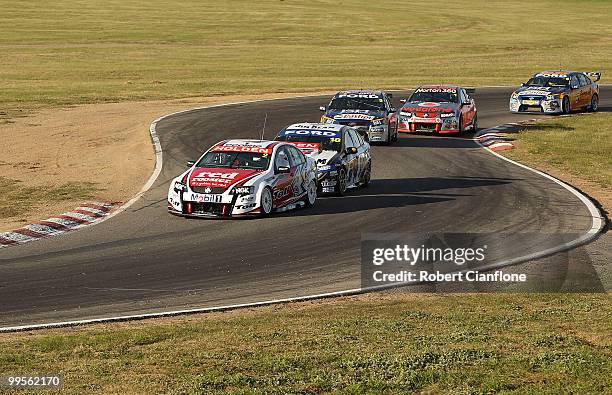 Garth Tander drives the Toll Holden Racing Team Holden during race 11 for round six of the V8 Supercar Championship Series at Winton Raceway on May...