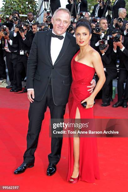 Actress Salma Hayek and husband FranÃ§ois-Henri Pinault attend the Premiere of 'Wall Street: Money Never Sleeps' held at the Palais des Festivals...