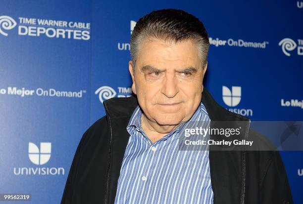 Television personality Don Francisco attends the Time Warner Cable & Univision announcement of Univision's airing of the World Cup Games on Lo Mejor...