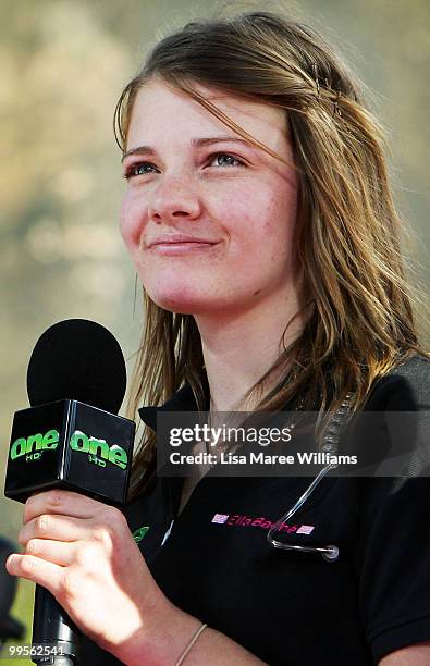 Teen sailor Jessica Watson appears on stage after arriving home in Sydney following her world record attempt to become the youngest person to sail...